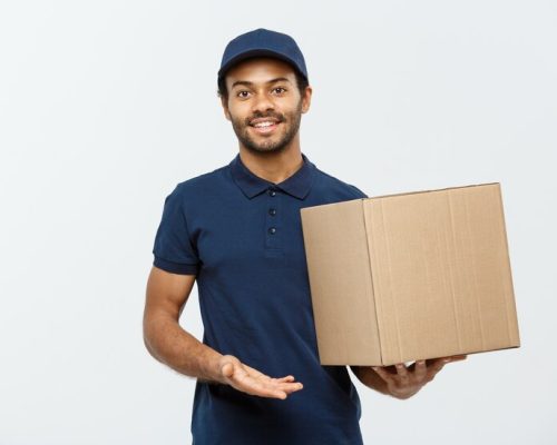 delivery-concept-portrait-happy-african-american-delivery-man-red-cloth-holding-box-package-isolated-grey-studio-background-copy-space_1258-1260